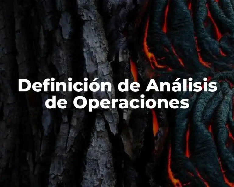 Definición de Análisis de Operaciones