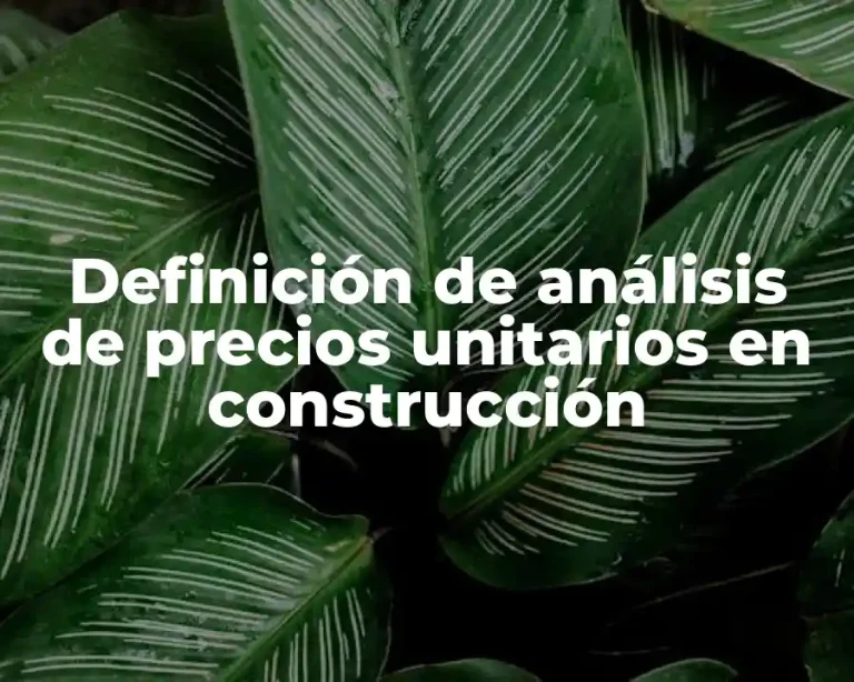 Definición de análisis de precios unitarios en construcción