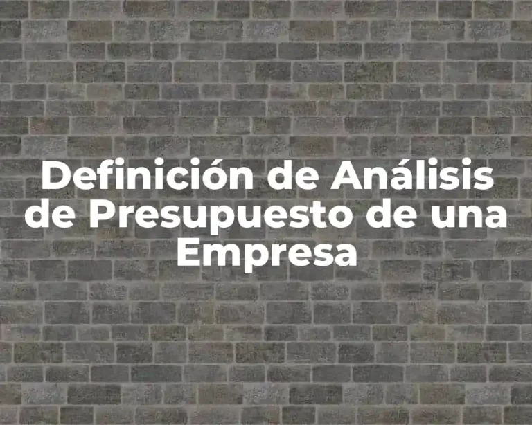 Definición de Análisis de Presupuesto de una Empresa