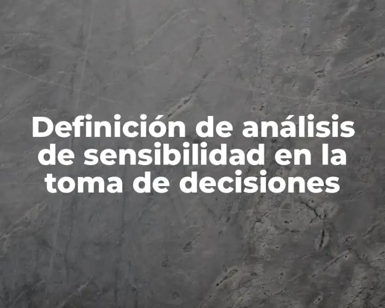 Definición de análisis de sensibilidad en la toma de decisiones