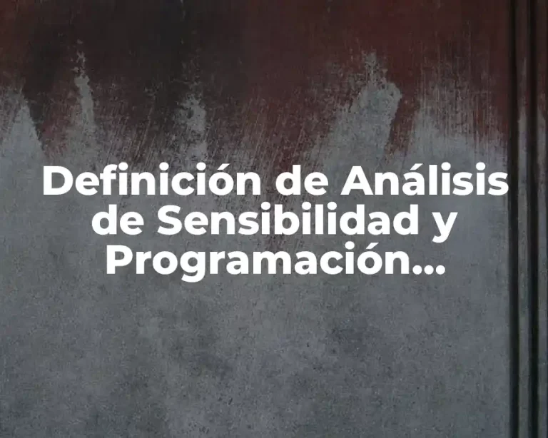 Definición de Análisis de Sensibilidad y Programación Paramétrica