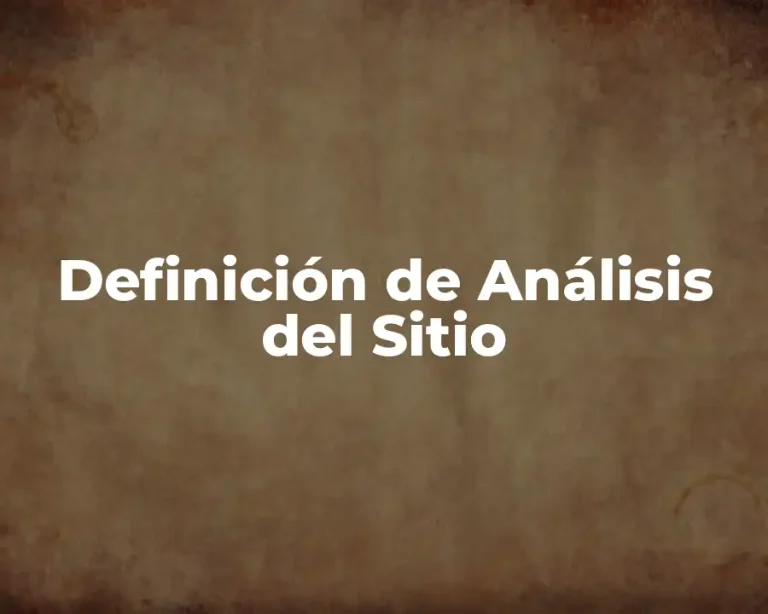 Definición de Análisis del Sitio