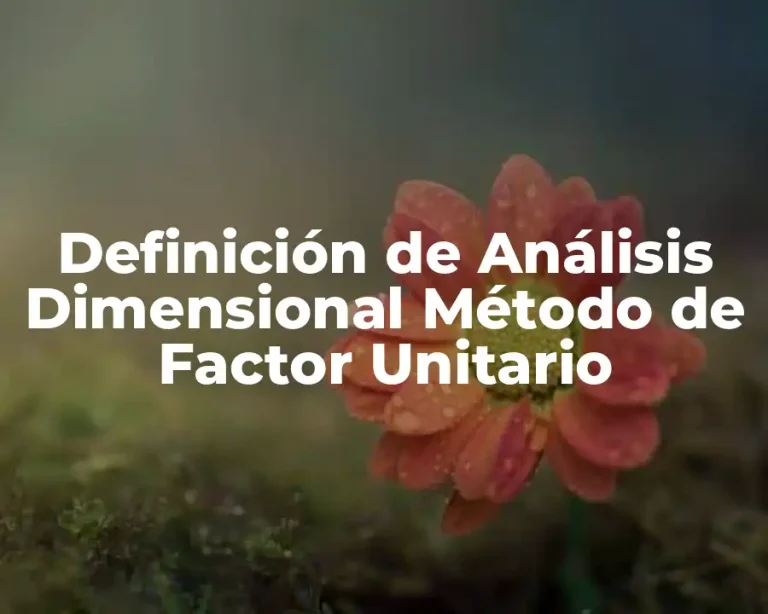 Definición de Análisis Dimensional Método de Factor Unitario
