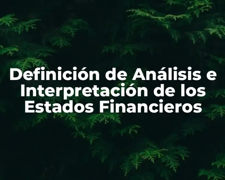 Definición de Análisis e Interpretación de los Estados Financieros