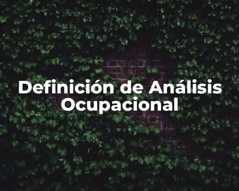 Definición de Análisis Ocupacional
