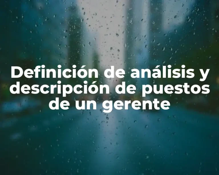 Definición de análisis y descripción de puestos de un gerente