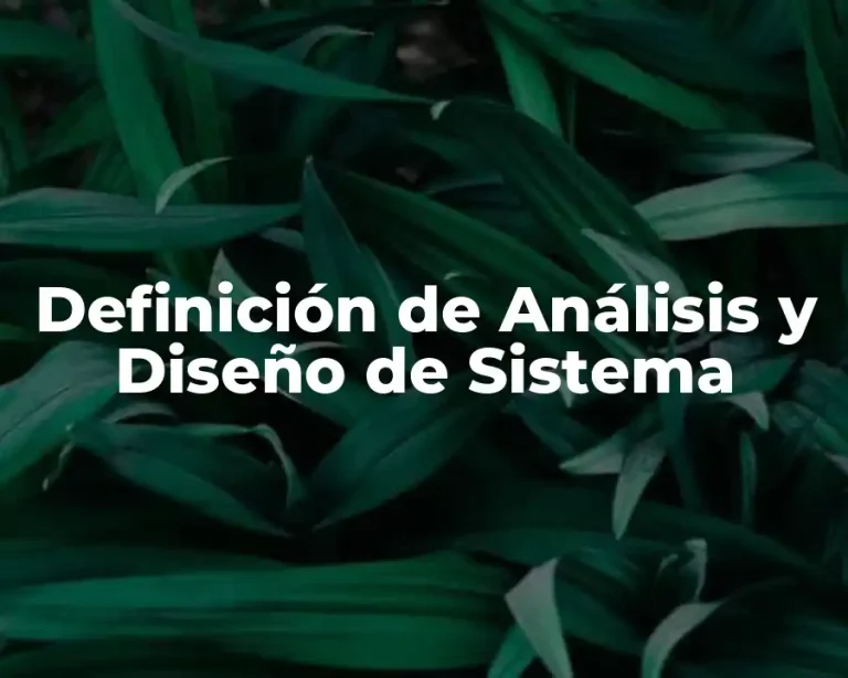Definición de Análisis y Diseño de Sistema