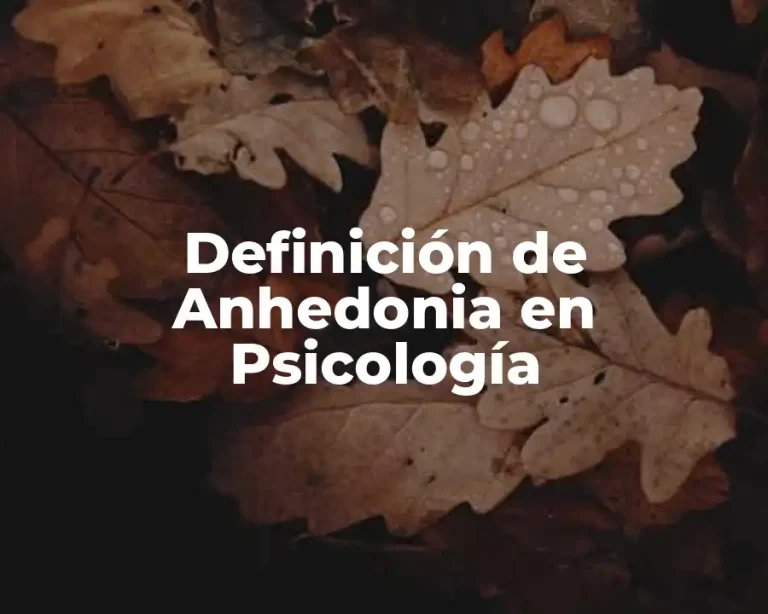Definición de Anhedonia en Psicología