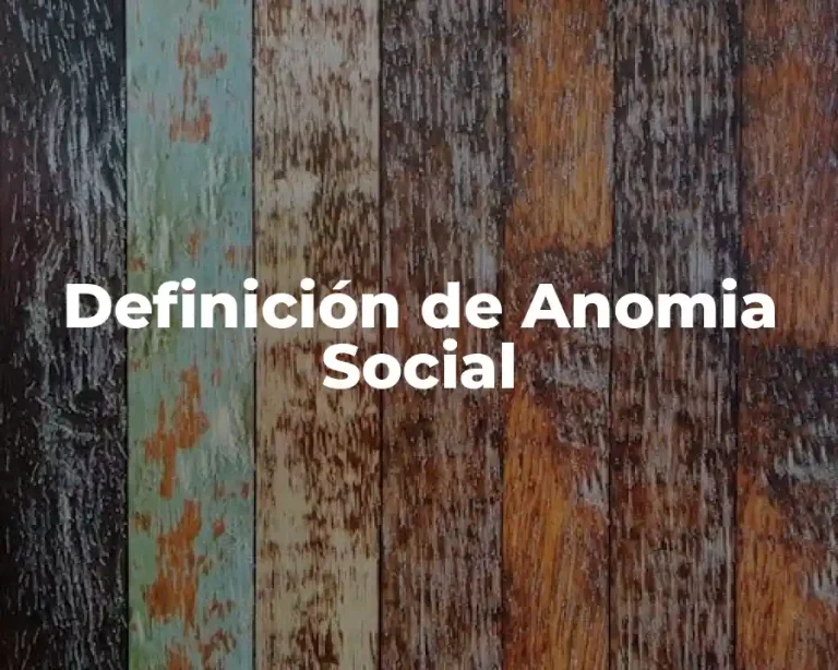 Definición de Anomia Social