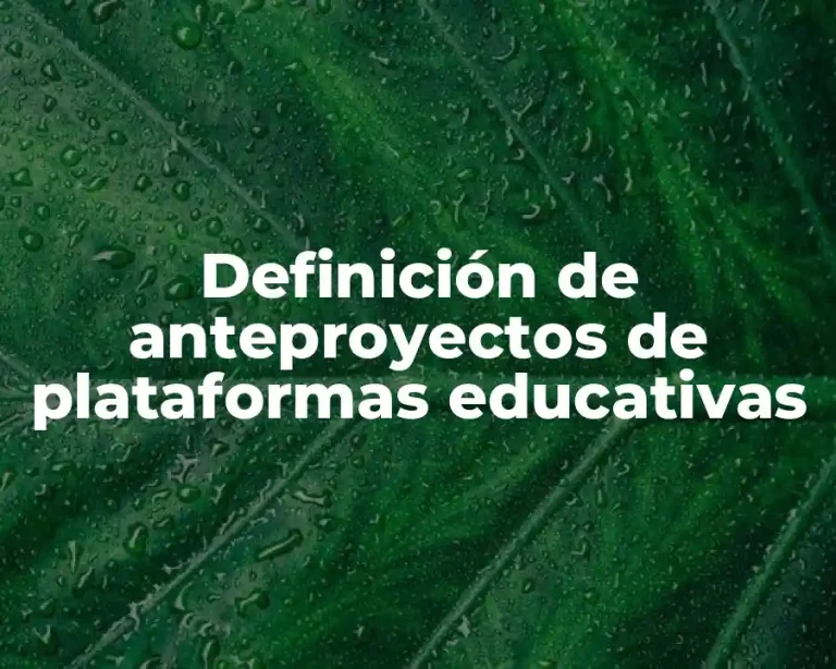 Definición de anteproyectos de plataformas educativas