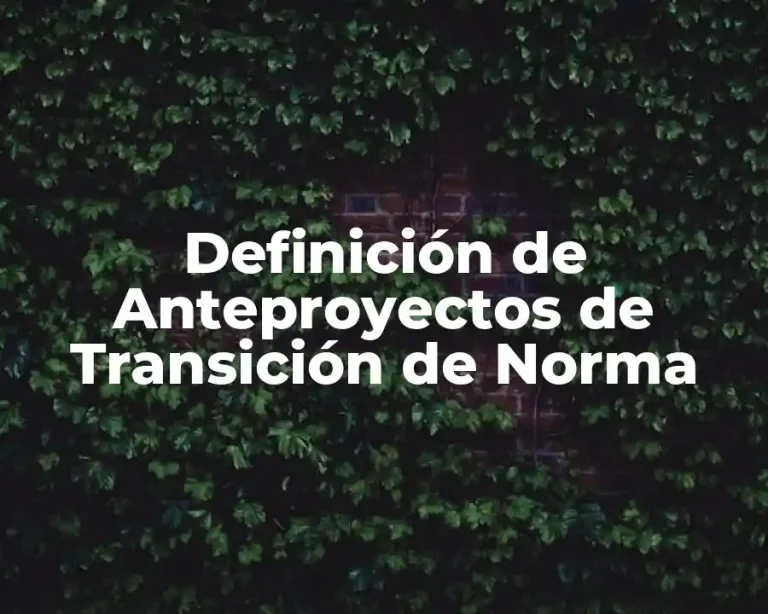 Definición de Anteproyectos de Transición de Norma