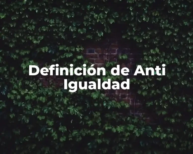 Definición de Anti Igualdad