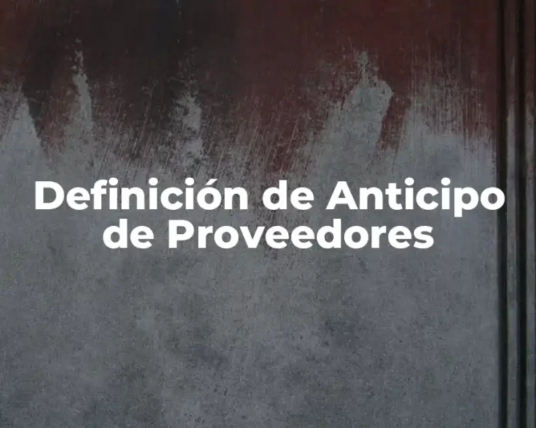 Definición de Anticipo de Proveedores