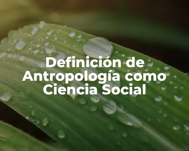 Definición de Antropología como Ciencia Social
