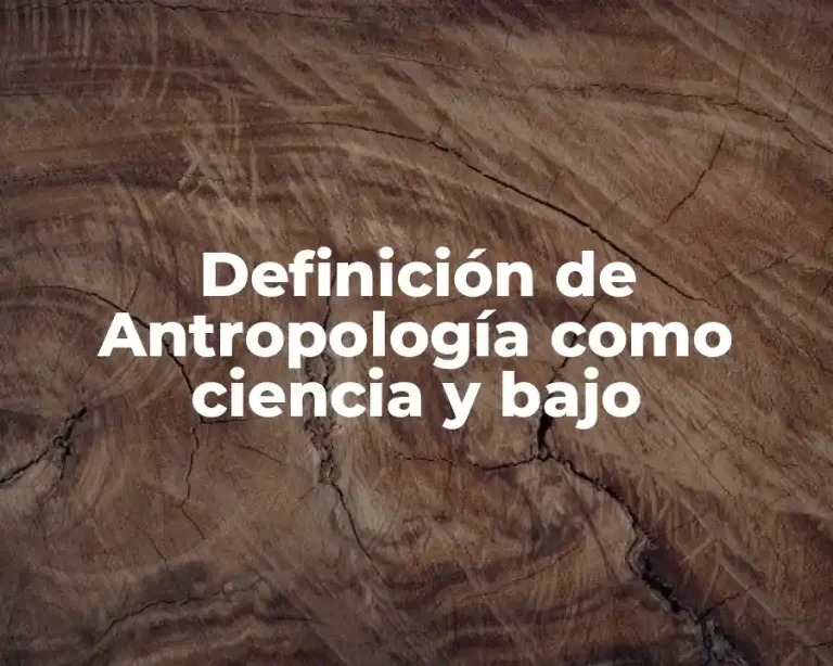 Definición de Antropología como ciencia y bajo