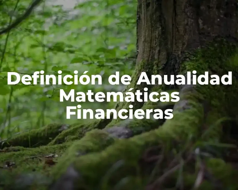 Definición de Anualidad Matemáticas Financieras