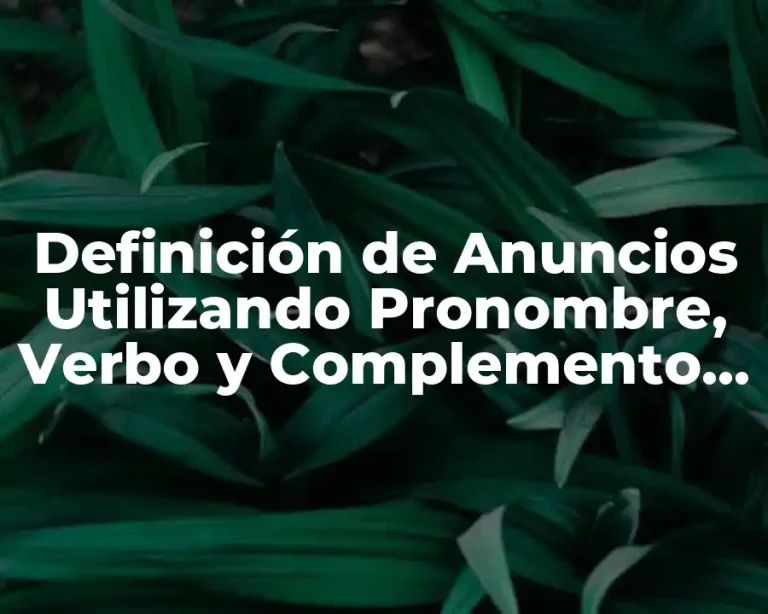 Definición de Anuncios Utilizando Pronombre, Verbo y Complemento Presente Simples