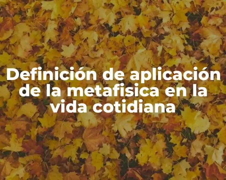 Definición de aplicación de la metafisica en la vida cotidiana