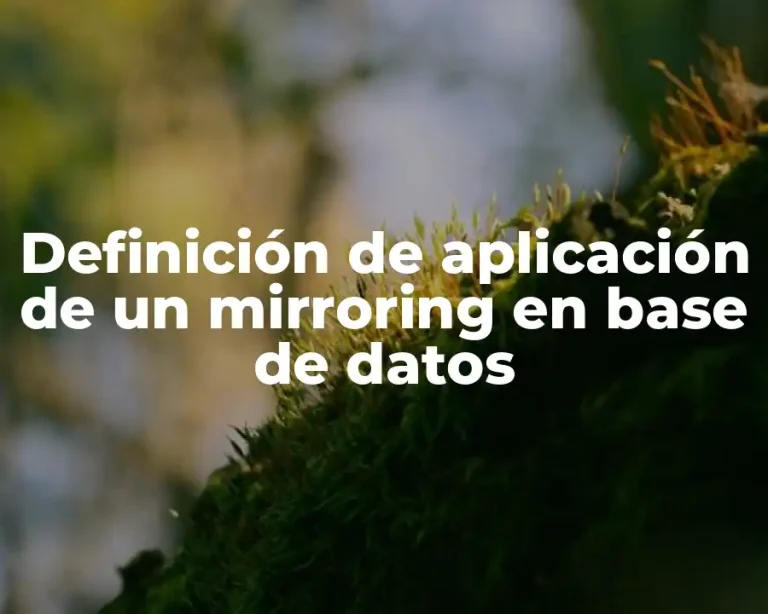 Definición de aplicación de un mirroring en base de datos
