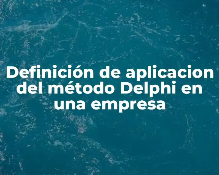 Definición de aplicacion del método Delphi en una empresa