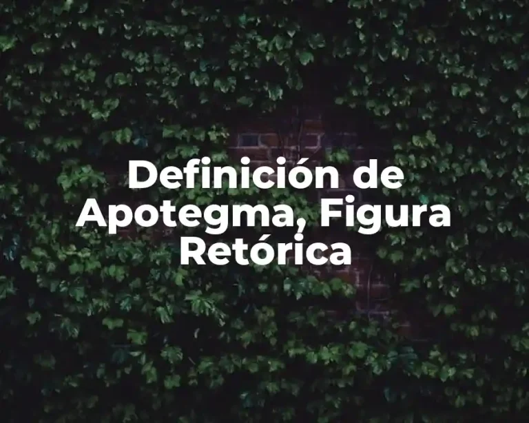 Definición de Apotegma, Figura Retórica
