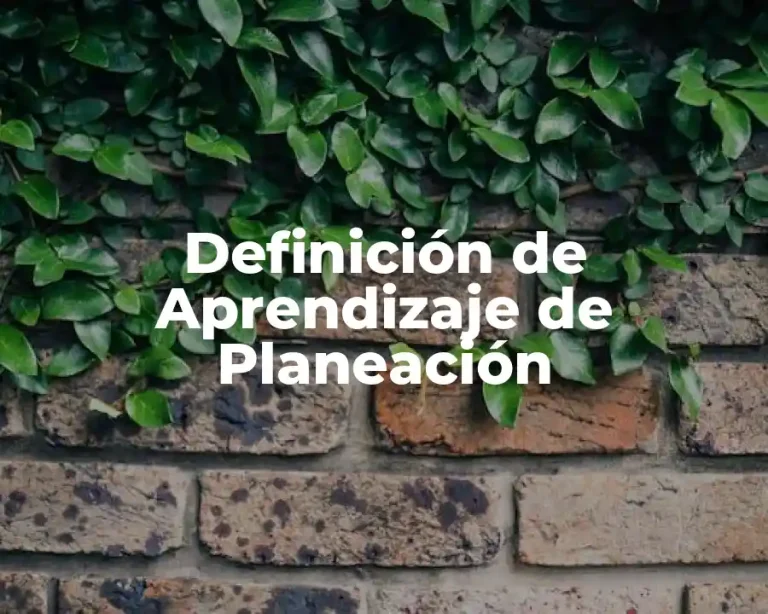 Definición de Aprendizaje de Planeación