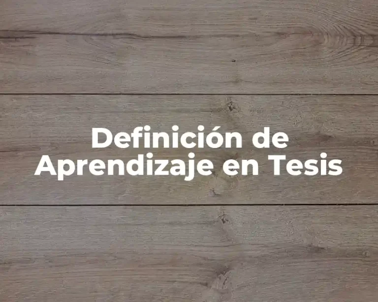 Definición de Aprendizaje en Tesis