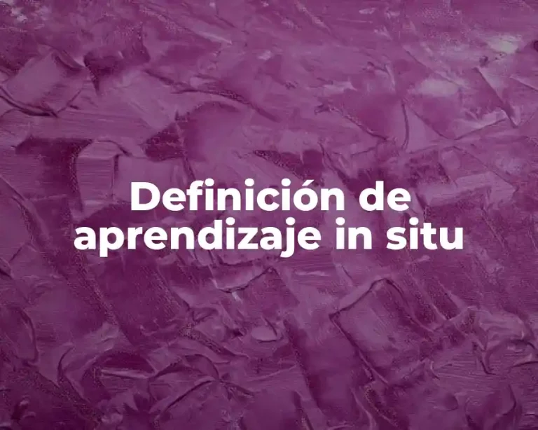 Definición de aprendizaje in situ
