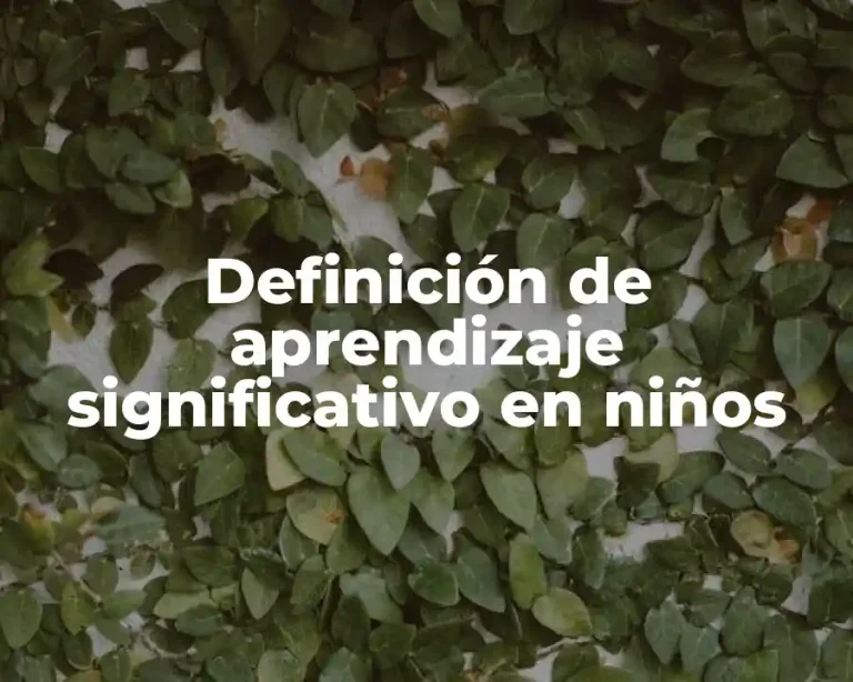Definición de aprendizaje significativo en niños