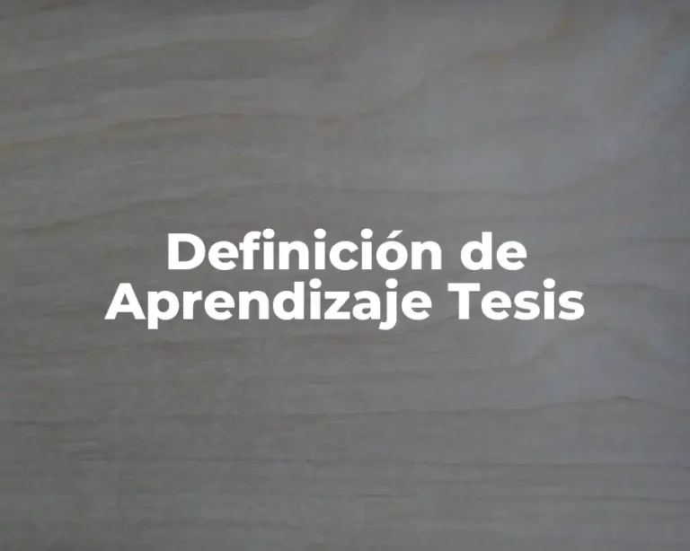 Definición de Aprendizaje Tesis