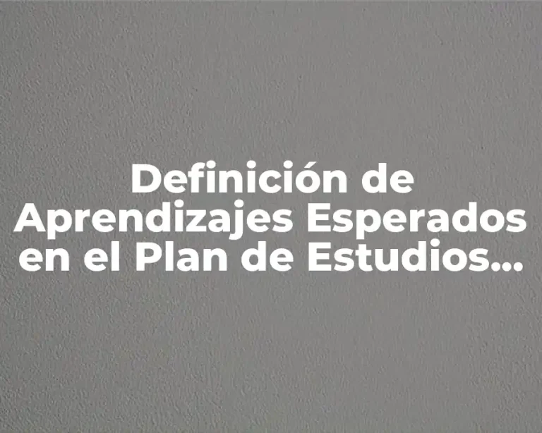 Definición de Aprendizajes Esperados en el Plan de Estudios 2011 del SEP