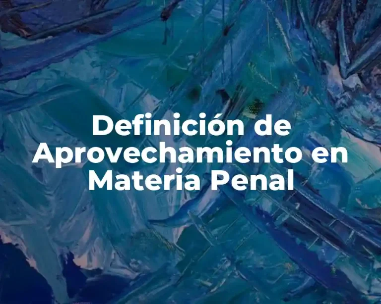 Definición de Aprovechamiento en Materia Penal