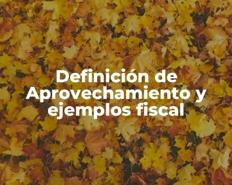 Definición de Aprovechamiento y ejemplos fiscal