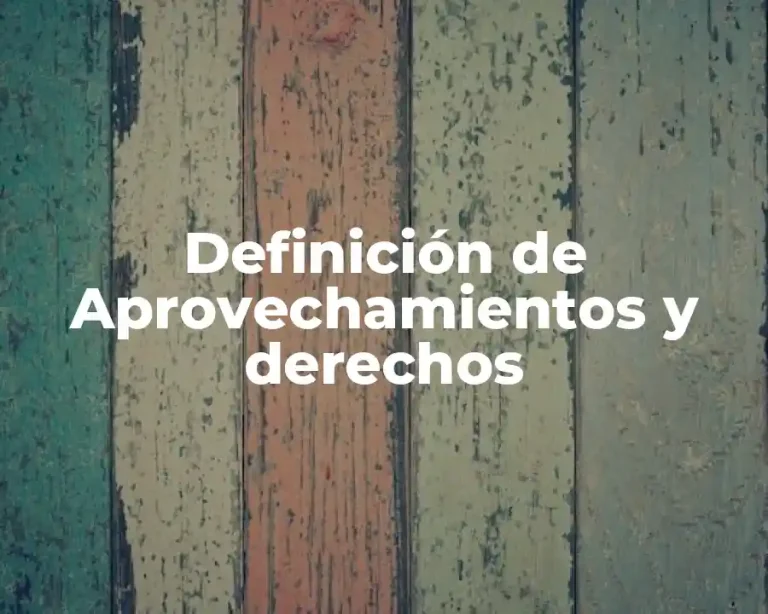 Definición de Aprovechamientos y derechos