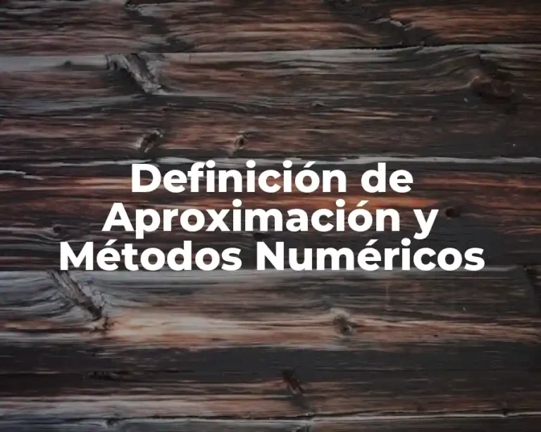 Definición de Aproximación y Métodos Numéricos