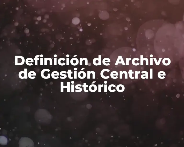 Definición de Archivo de Gestión Central e Histórico