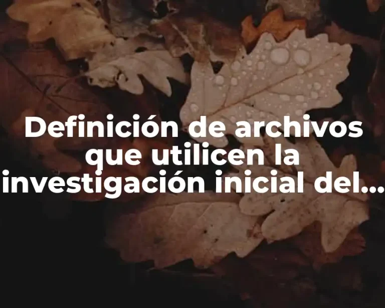 Definición de archivos que utilicen la investigación inicial del proceso