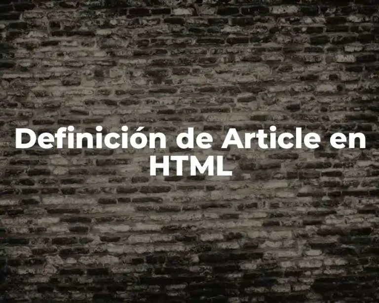 Definición de Article en HTML