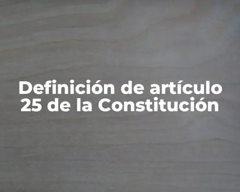 Definición de artículo 25 de la Constitución