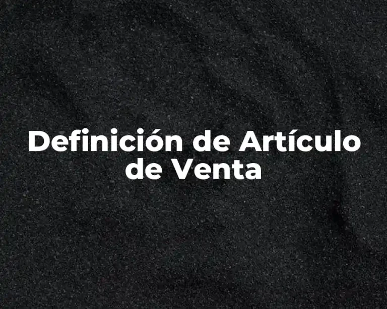 Definición de Artículo de Venta