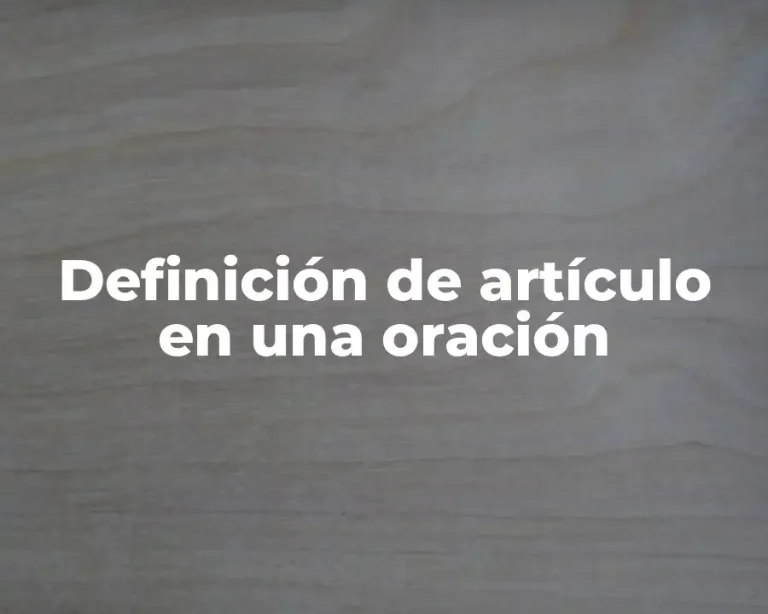 Definición de artículo en una oración