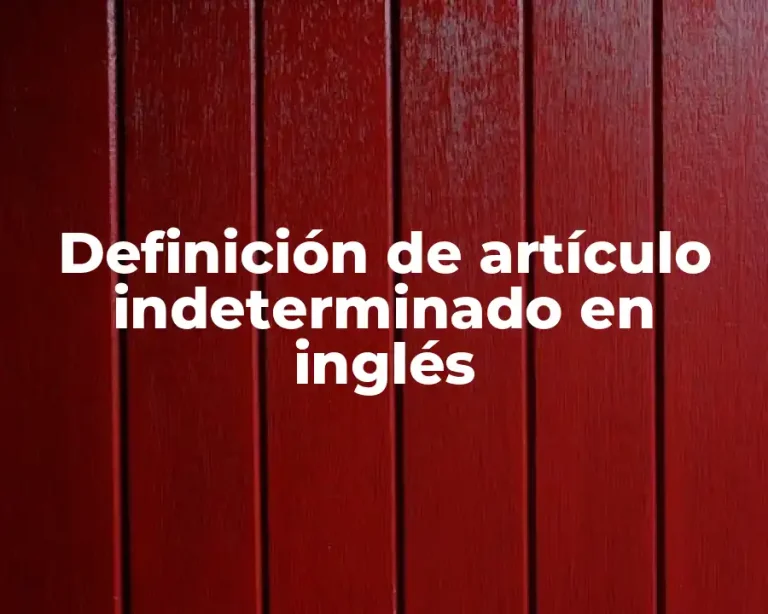 Definición de artículo indeterminado en inglés