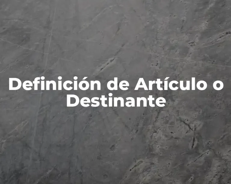 Definición de Artículo o Destinante