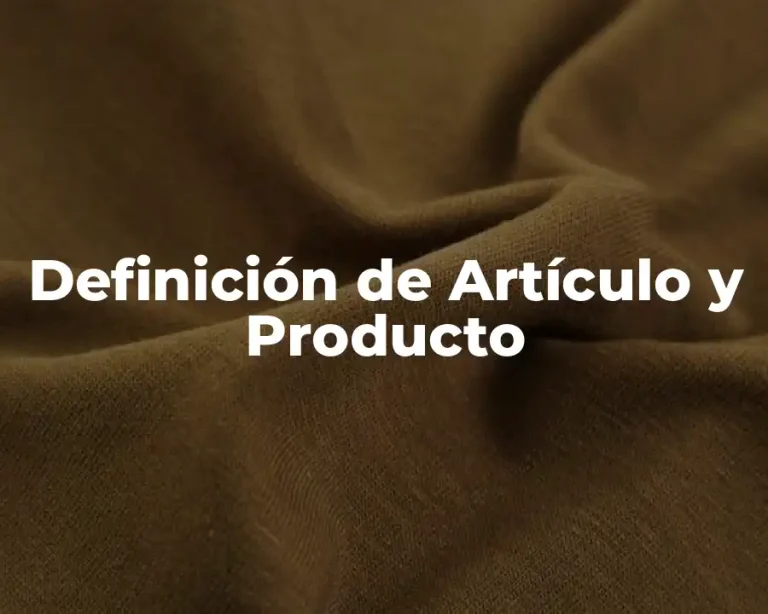 Definición de Artículo y Producto