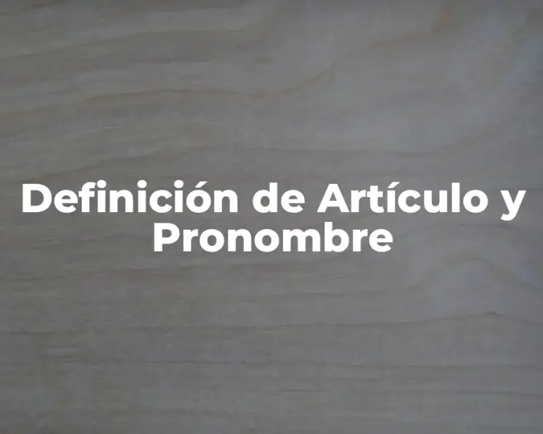 Definición de Artículo y Pronombre