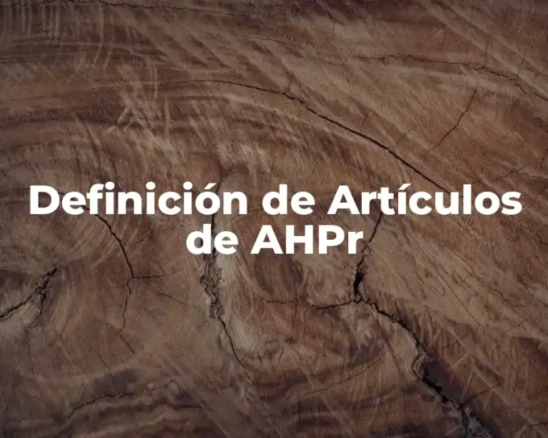 Definición de Artículos de AHPr