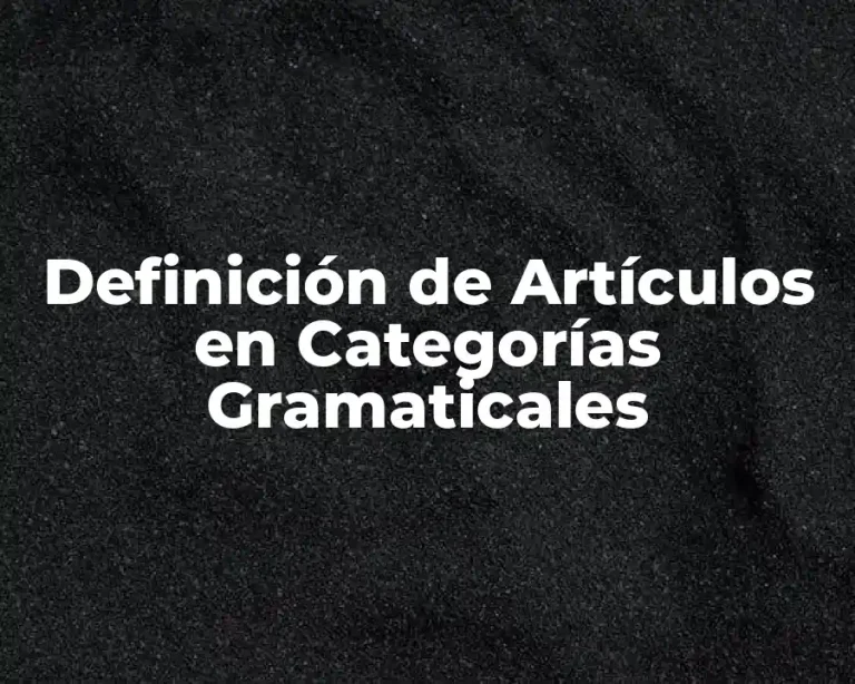 Definición de Artículos en Categorías Gramaticales
