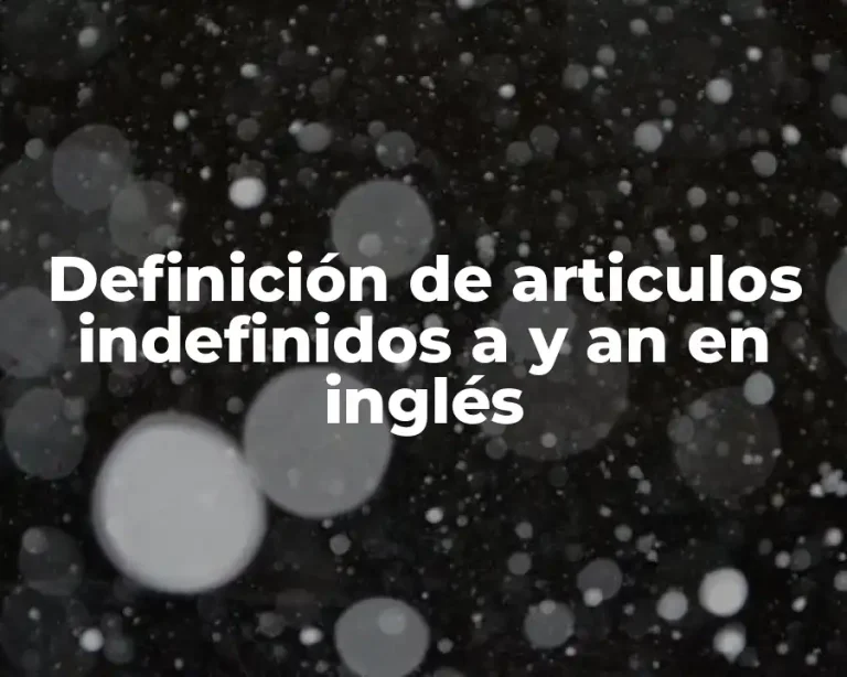 Definición de articulos indefinidos a y an en inglés