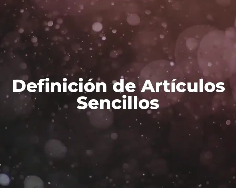 Definición de Artículos Sencillos