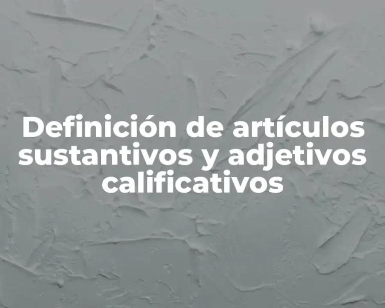 Definición de artículos sustantivos y adjetivos calificativos